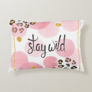 Almofada Decorativa Mantenha-se selvagem, impressão-leopardo, círculos