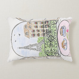 Almofada Decorativa Mão original pintada Whimsical Paris Eiffel Tower