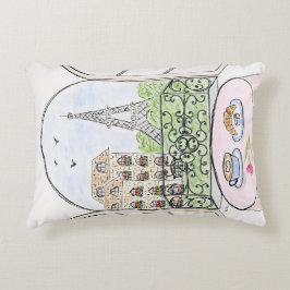 Almofada Decorativa Mão pintada Whimsical Paris Eiffel Tower À DIREITA