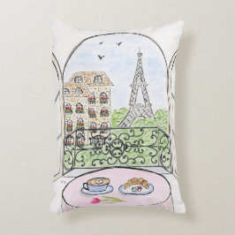 Almofada Decorativa Mão pintada Whimsical Paris Eiffel Tower À DIREITA