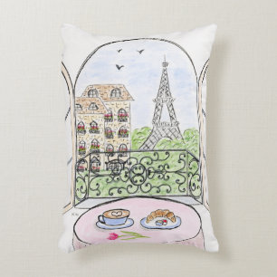 Almofada Decorativa Mão pintada Whimsical Paris Eiffel Tower À DIREITA