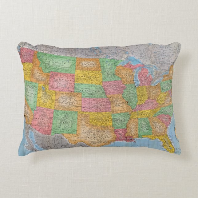 Almofada Decorativa Mapa 3 dos Estados Unidos (Frente)