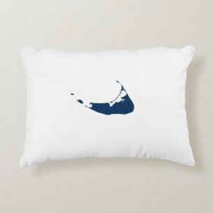 Almofada Decorativa Mapa ACK da Ilha Nantucket Azul de Marinho Simples