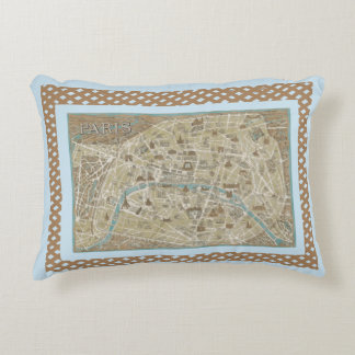 Almofada Decorativa Mapa Azul de Paris Topiaria