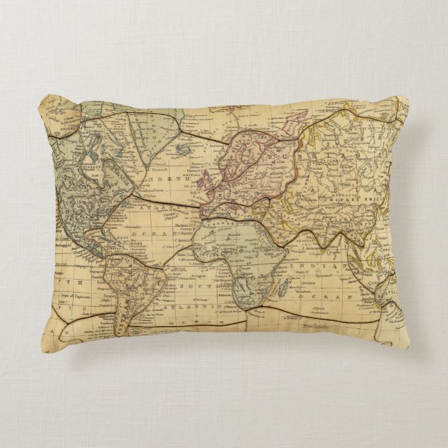 Almofada Decorativa Mapa do mundo na projeção de Mercators (Frente)