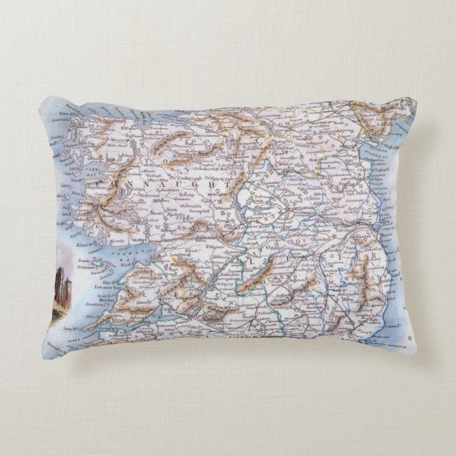 Almofada Decorativa Mapa: Ireland, 1851 (Frente)