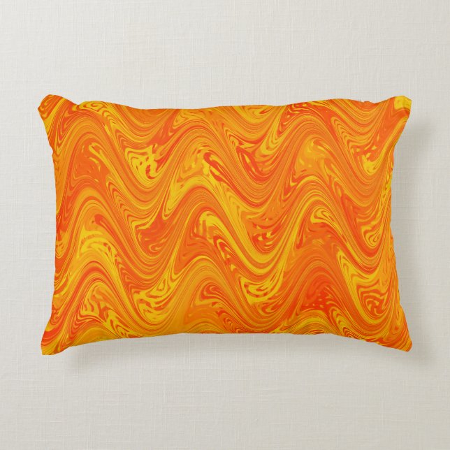 Almofada Decorativa Marbling Orange Yellow Red Pattern (Frente)