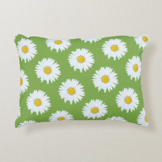 Almofada Decorativa Margarida branca simples no teste padrão verde