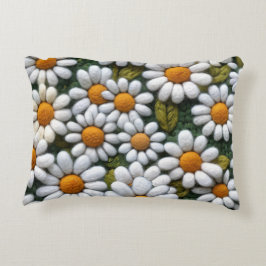 Almofada Decorativa Margaridas Brancas de Crochê Flores Silvestres da 
