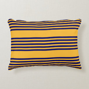 Almofada Decorativa Marinho azul e amarelo ensolarado cinco faixas