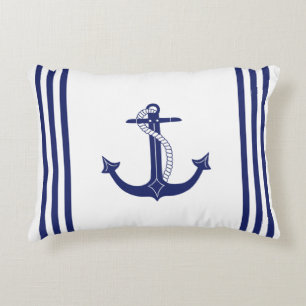 Almofada Decorativa Marinho de Âncora Náutica, , lâminas azuis e br