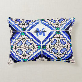 Almofada Decorativa Marinho de Azulejos de Padrão Espanhol Azulejo Mon