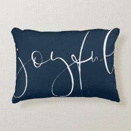 Almofada Decorativa Marinho de script alegre, feriado azul