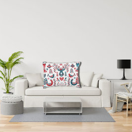 Almofada Decorativa Marinho Vermelho Natal Escandinavo Design de Arte 