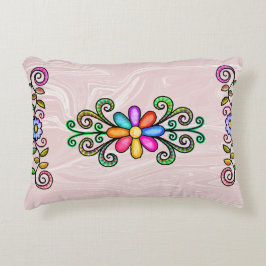 Almofada Decorativa Mármore e doodles, cor-de-rosa