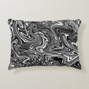 Almofada Decorativa Mármore Líquido abstrato Preto e Branco