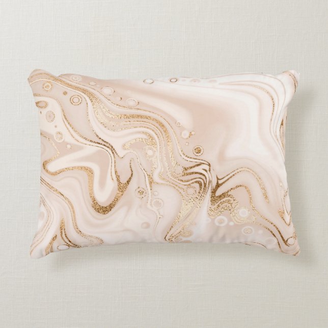 Almofada Decorativa Mármore líquido bege com cinza dourado (Frente)