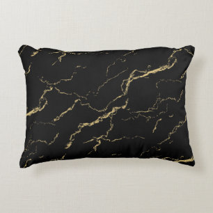 Almofada Decorativa Mármore Negro e Dourado