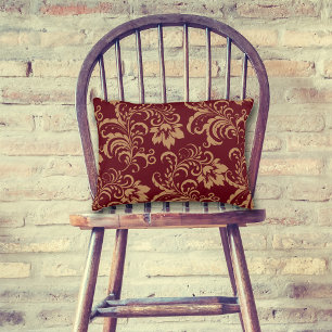 Almofada Decorativa Maroon Dourado Floral Swirl
