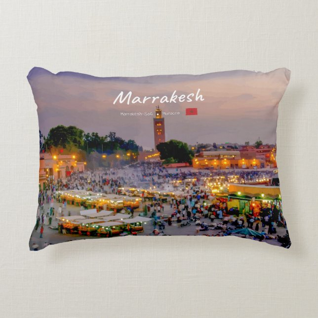 Almofada Decorativa Marrakesh, Marrocos - Praça Jemaa el Fnaa (Frente)