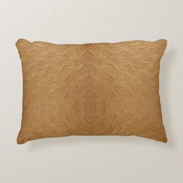 Almofada Decorativa Marrom Camelo Moderno Ondas Abstratas Texturizadas (Frente)