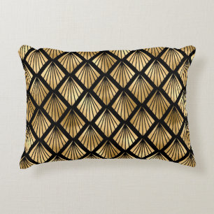 Almofada Decorativa Marrom escuro e Dourado Deco de Arte Padrão