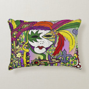 Almofada Decorativa Máscara de pena de Mardi Gras Psicodélica