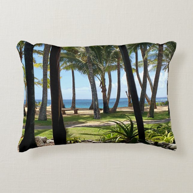 Almofada Decorativa Maui Beach Hawaii Palm Trees (Frente)