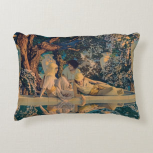 Almofada Decorativa Maxfield Parrish O Jardim de Alá 1918 Arte Fina