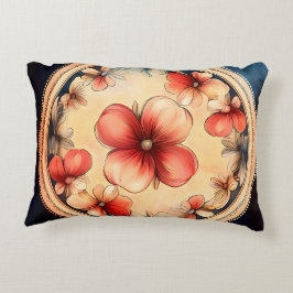 Almofada Decorativa Medalhão Flor de Estilo Antigo – Travesseiro de Ac