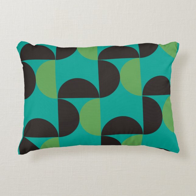Almofada Decorativa Médio Século Moderno Castanho verde e turquesa (Frente)