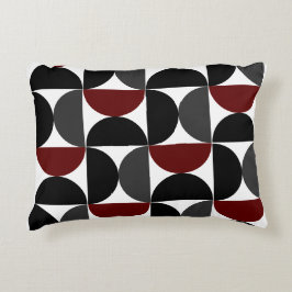 Almofada Decorativa Médio Século Vermelho Negro e Cinzas Modernos