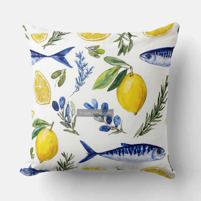 Almofada Decorativa Mediterrânea com Estampa de Ve (Frente)