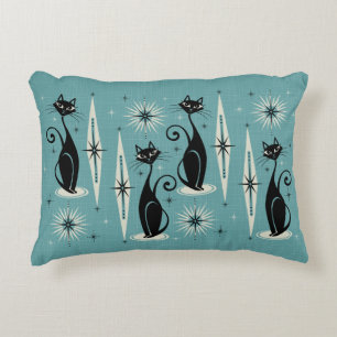 Almofada Decorativa Meio século Meow Retro Atomic Cats - Azul