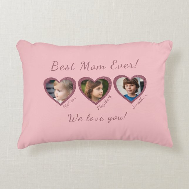 Almofada Decorativa Melhor Mãe do Mundo Modelo Personalizado de Três F (Frente)