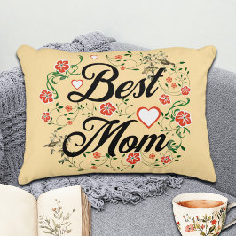 Almofada Decorativa Melhor Mãe Elegante Design Floral