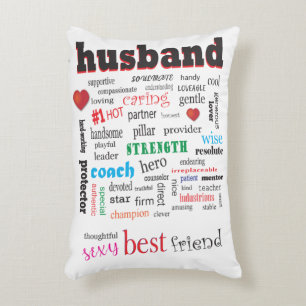 Almofada Decorativa Melhor Marido Maravilhosa Nuvem de Palavra A1