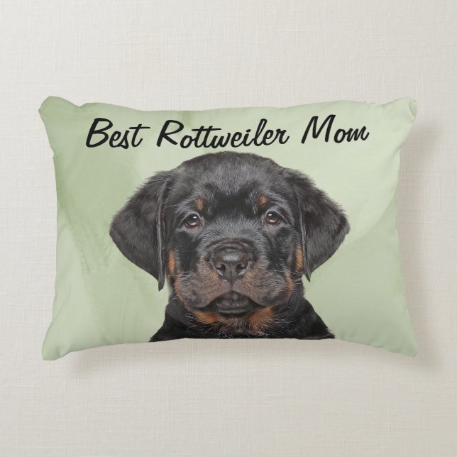 Almofada Decorativa Melhor Travesseiro de Destaque da Mãe do Rottweile (Frente)