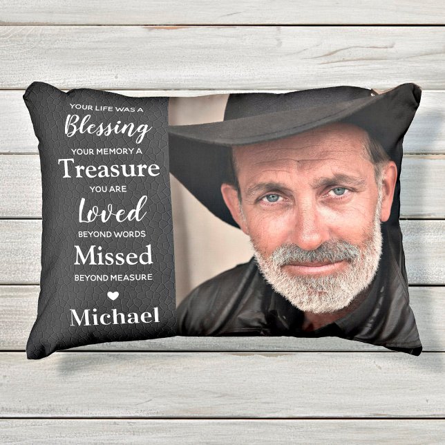 Almofada Decorativa Memorial Poem Faux Leather 2 Foto (Criador carregado)