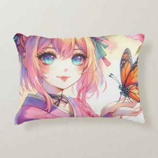 Almofada Decorativa Menina animada segurando borboleta personalizada