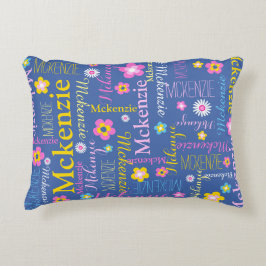 Almofada Decorativa Meninas amarelas cor-de-rosa azul nome McKenzie