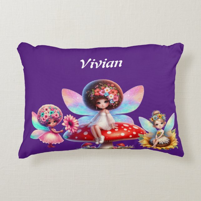 Almofada Decorativa Meninas personalizadas fada de nomes (Frente)