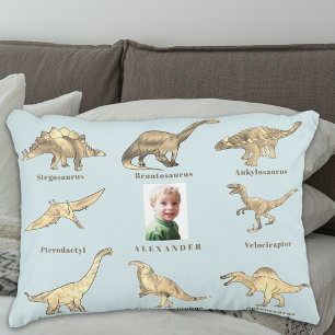 Almofada Decorativa Meninos Dinossauros Nome e Foto Personalizados Azu