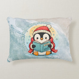 Almofada Decorativa Mergulhe em uma Boa História Lendo Penguin Pillow