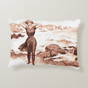 Almofada Decorativa Mermaid Beach Gibson Girl Victorian Antiguidade