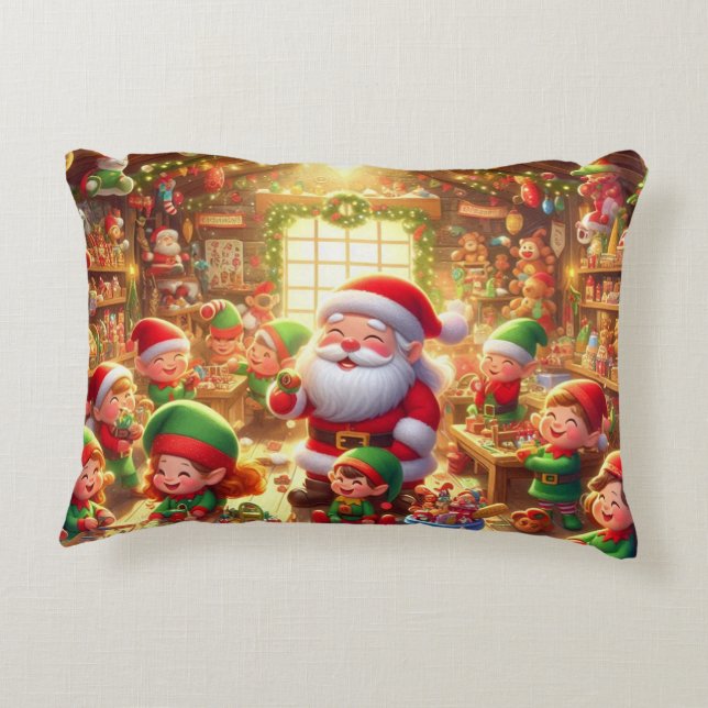 Almofada Decorativa Merry Christmas From Santa and His Elves  (Verso)