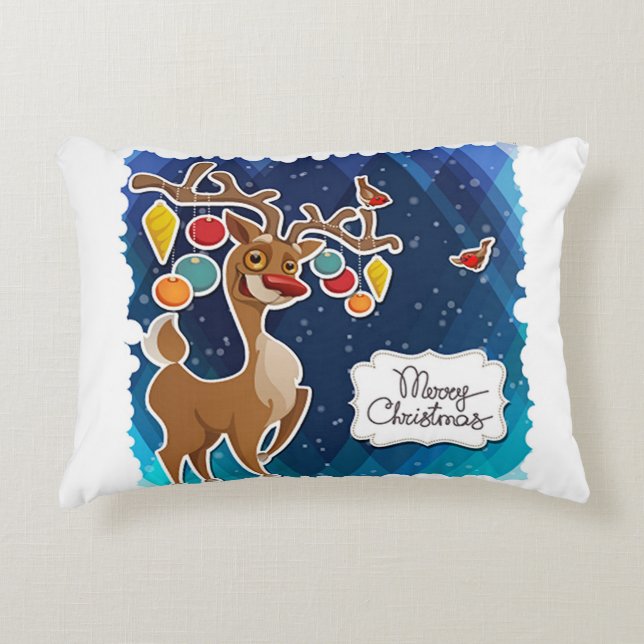Almofada Decorativa Merry Christmas Prancing Reindeer (Frente)