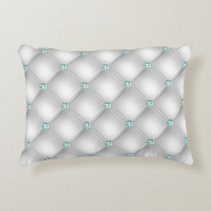 Almofada Decorativa Metálico Satin White Mint Green Bling