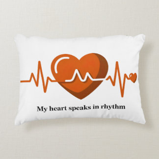Almofada Decorativa Meu Coração Fala em Ritmo EKG Batida do Coração Ac