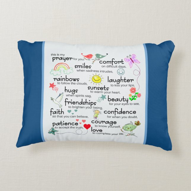 Almofada Decorativa Minha Oração Por Você| Azul clássico (Verso)